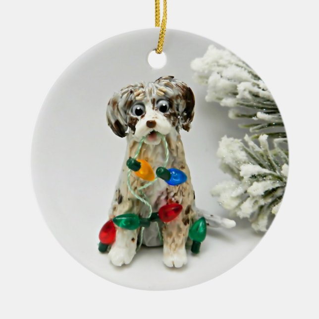 Blue Merle Doodle Hund Ornament (Framsidan)