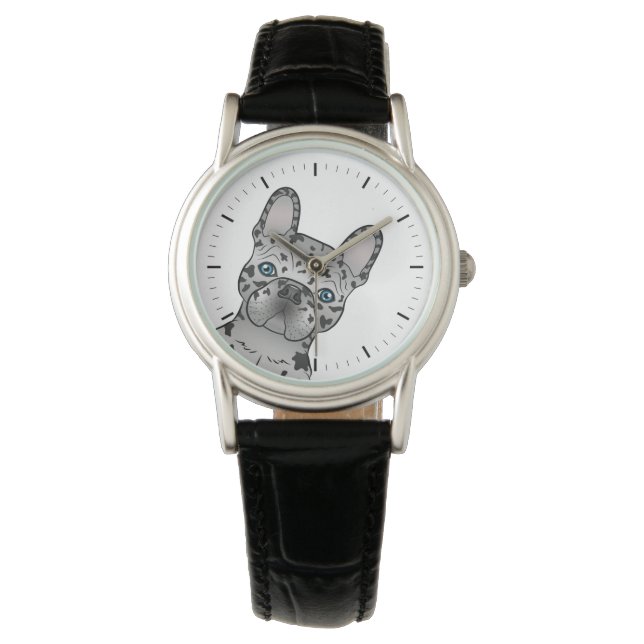 Blue Merle Fransk Bulldog/Frenchie Cute Hund Armbandsur (Framsida)