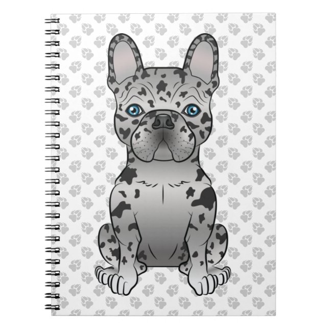 Blue Merle Fransk Bulldog Frenchie Cute Hund & Tas Anteckningsbok (Framsidan)