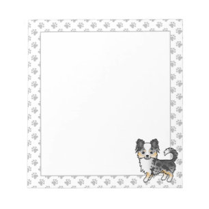 Blue Merle Long Jacka Chihuahua Tecknad hund & Tas Anteckningsblock