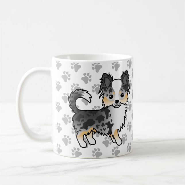 Blue Merle Long Jacka Chihuahua Tecknad hund & Tas Kaffemugg (Vänster)