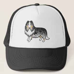 Blue Merle Rough Collie Cute Tecknad hund Keps
