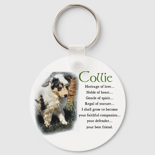 Blue Merle Rough Collie Gifts Nyckelring (Framsida)