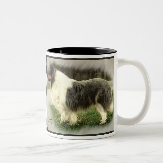 Blue Merle Rough Collie Gifts Två-Tonad Mugg (Höger)