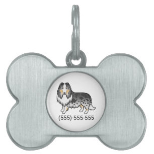 Blue Merle Rough Collie Hund & Telefonnummer ID-bricka Husdjur