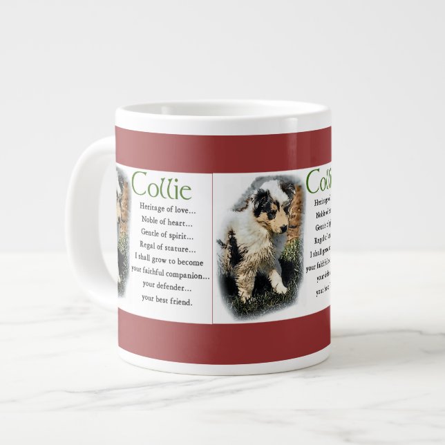 Blue Merle Rough Collie Puppy Jumbo Mugg (Framsida vänster)