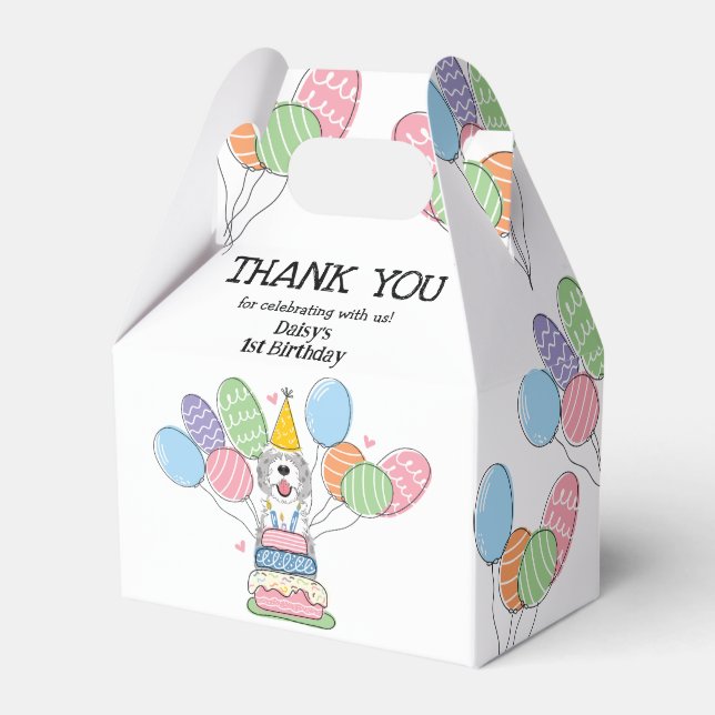 Blue Merle Sheepadoodle Birthday Tack Presentaskar (Framsidan Sidan)