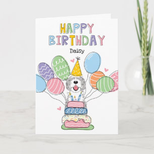 Blue Merle Sheepadoodle Hund Grattis på födelsedag Kort