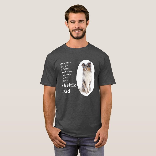 Blue Merle Sheltie Pappa T-Shirt (Hel framsida)