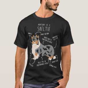 Blue Merle Sheltie Shetland Sheepdog Anatomy 2 T Shirt