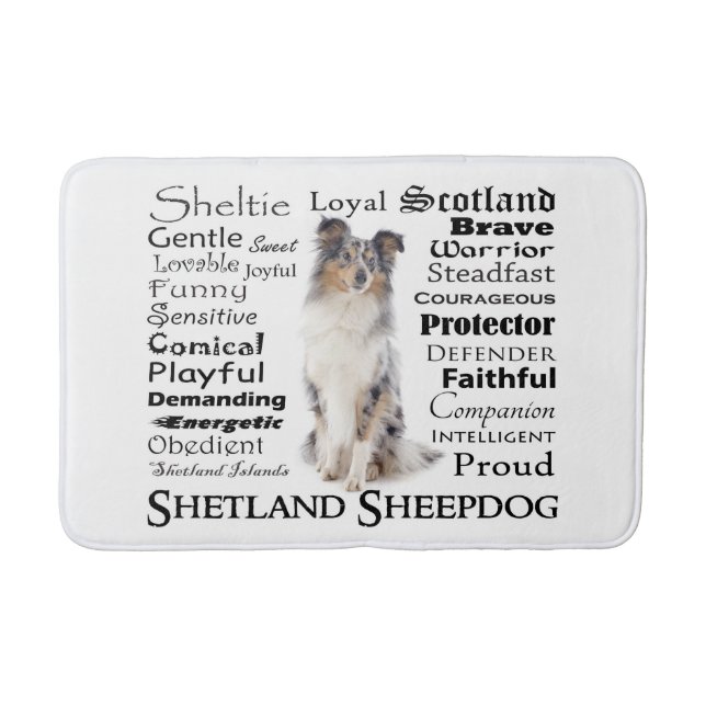 Blue Merle Sheltie Traits Bath Mat Badrumsmatta (Framsidan)