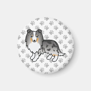 Blue Merle Shetland Sheepdog Sheltie Tecknad hund Magnet