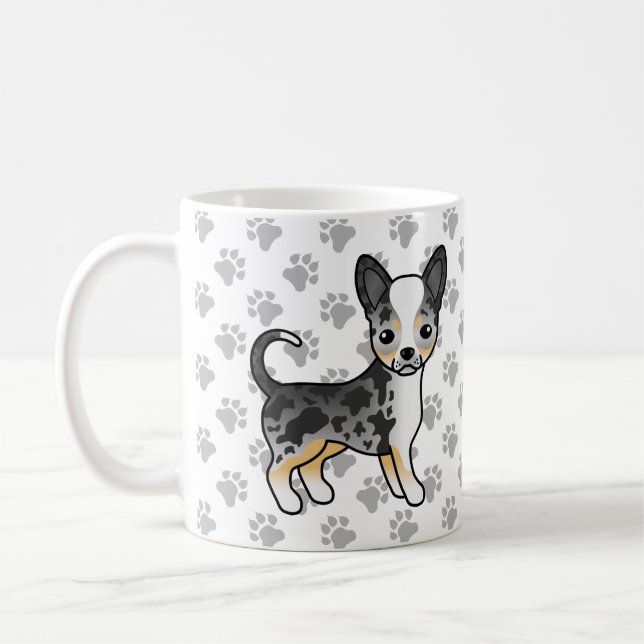 Blue Merle Smooth Jackar Chihuahua Cute Hund & Tas Kaffemugg (Vänster)