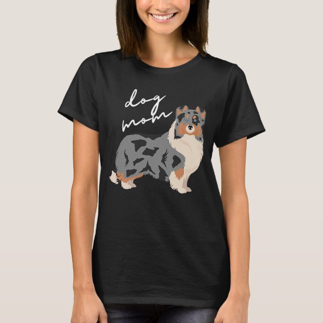 Blue Merle White & Tan Shetland Sheepdog Mamma T Shirt (Framsida)