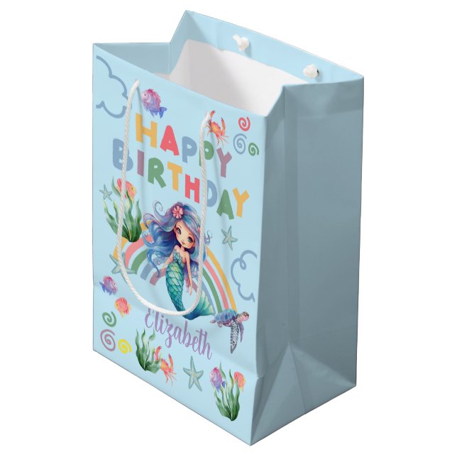 Blue Mermaid Gift Bag in Blue (Framsidan Vinklad)