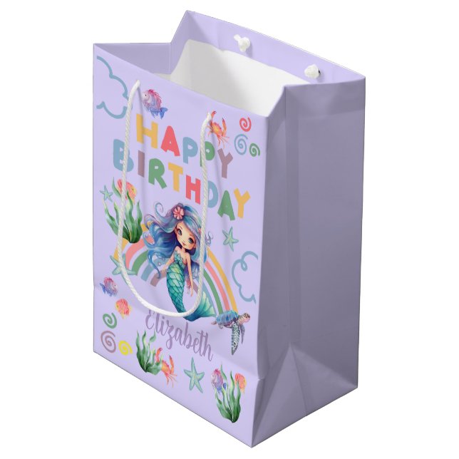 Blue Mermaid Gift Bag in Purple (Framsidan Vinklad)