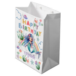 Blue Mermaid Gift Bag in White