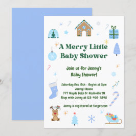 Blue Merry Little Baby Shower Boy-inbjudan Inbjudningar