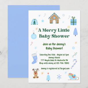 Blue Merry Little Baby Shower Boy-inbjudan Inbjudningar