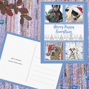 Blue Merry Lycklig 4 Photo Hanukkah jul Vykort