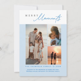 Blue Merry Moments coastal photo collage Julkort
