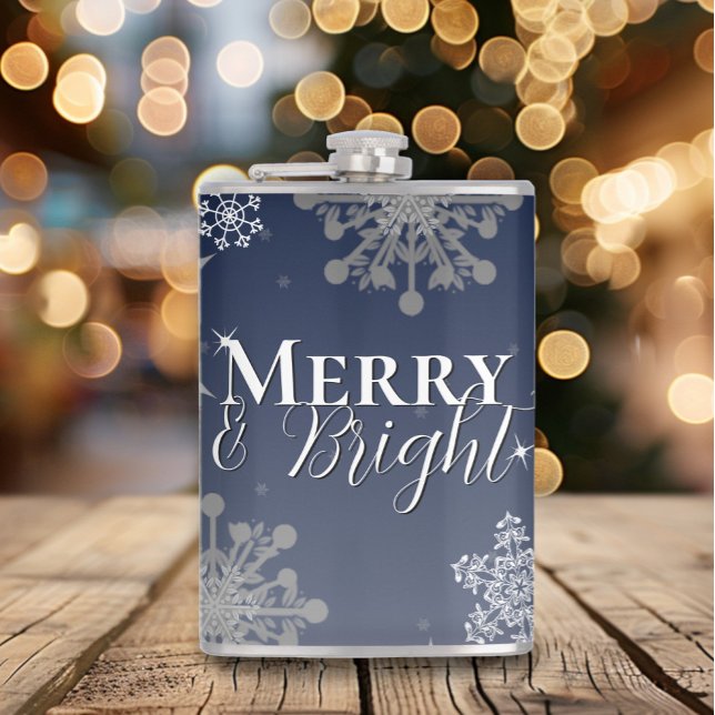 Blue Merry och Bright Snöflingor jul Fickplunta (Blue Merry and Bright Snowflakes Christmas Flask)