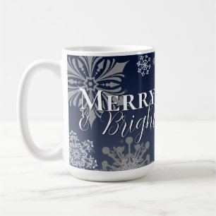 Blue Merry och Bright Snöflingor jul Kaffemugg