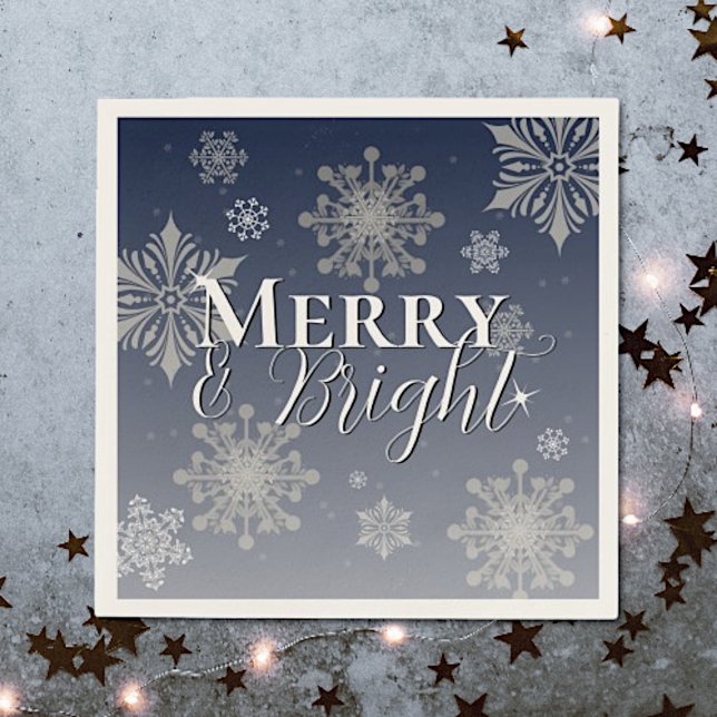 Blue Merry och Bright Snöflingor jul Pappersservett (Blue Merry and Bright Snowflakes Christmas Napkins)