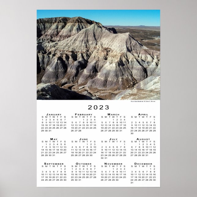 Blue Mesa Badlands Desert Mountains 2023 Kalender Poster (Framsidan)