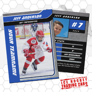 Blue Metall Ice Hockey Trading Card