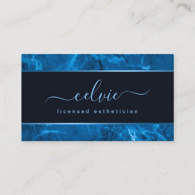 Blue Metallic Ram och Marble | AFFÄRSKORT Visitkort (Framsida)