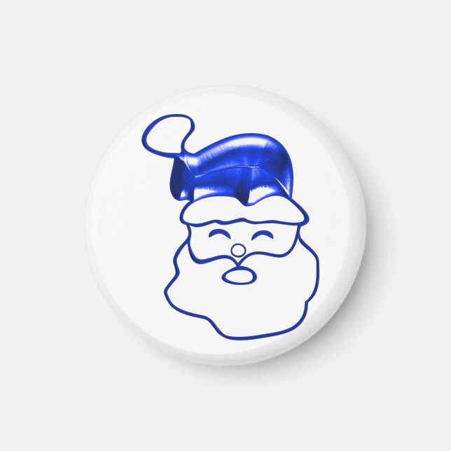 Blue Metallic Santa Ansikte jul Magnet (Framsidan)