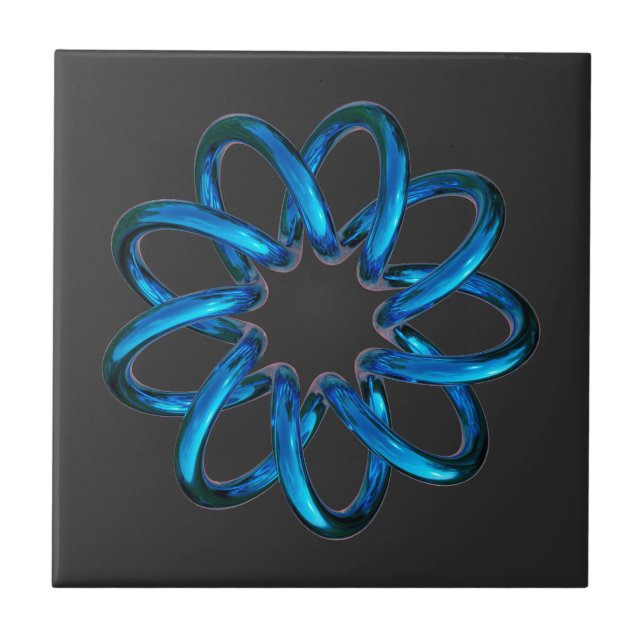 Blue Metallic Torus Knot Kakelplatta (Framsidan)