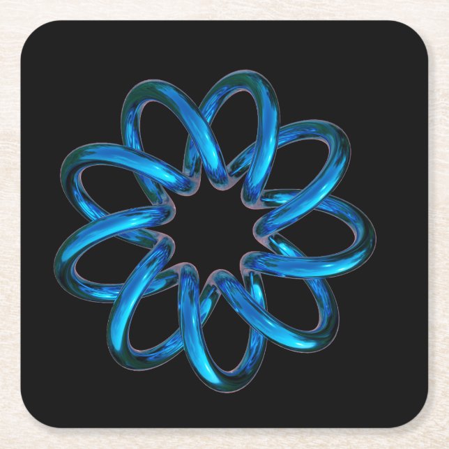 Blue Metallic Torus Knot Underlägg Papper Kvadrat (Framsidan)