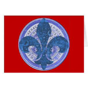 Blue Meter Lid med Fleur De Lis Hälsningskort