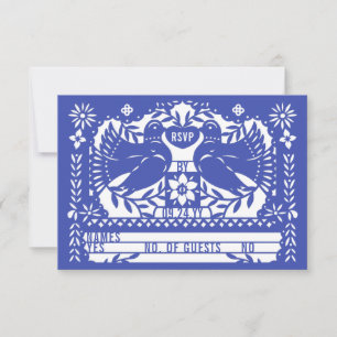Blue Mexican Fantail Doves Papel Picado OSA Kort