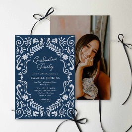 Blue Mexican Fiesta Graduation Party Photo Invite Inbjudningar