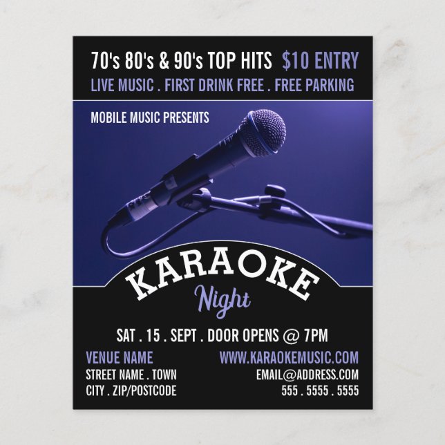 Blue Microphone, Karaoke Event Advertising Flygblad (Framsidan)