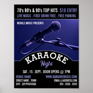 Blue Microphone, Karaoke Event Advertising Poster