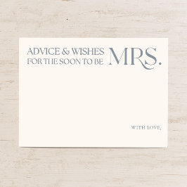 Blue Minimal Bridal Shower Advice and Wishes Tilläggskort