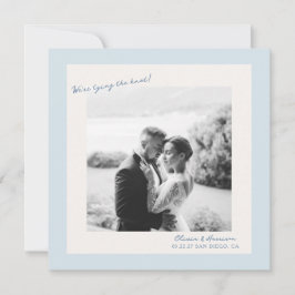 Blue Minimal Photo Wedding Save the Date Inbjudningar