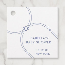 Blue Minimalist Boho Arch Baby Shower Gåvor Etiketter