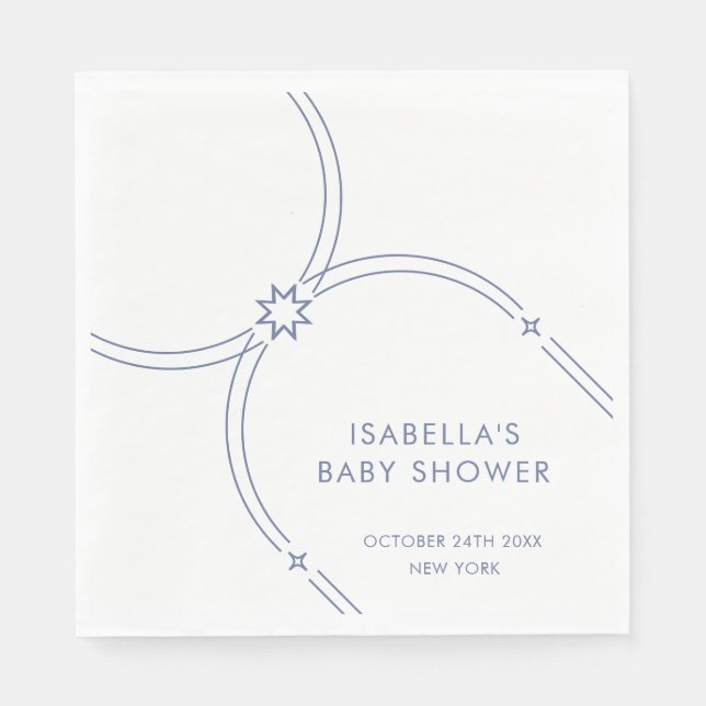 Blue Minimalist Boho Arch Baby Shower Pappersservett (Framsidan)