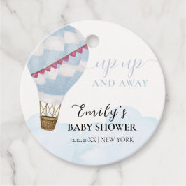 Blue Minimalist Boho Luftballong Baby Shower Gåvor Etiketter