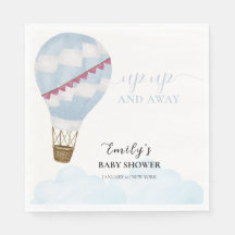 Blue Minimalist Boho Luftballong Baby Shower