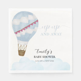 Blue Minimalist Boho Luftballong Baby Shower Pappersservett