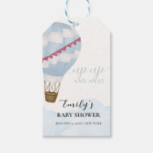 Blue Minimalist Boho Luftballong Baby Shower