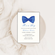 Blue Minimalist Bow Tie Boy Shower