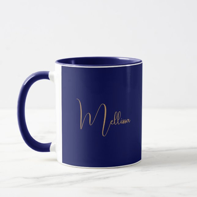 Blue minimalist custom name  mugg (Vänster)