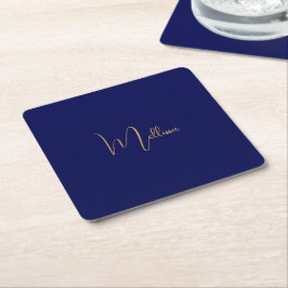 Blue minimalist custom name  underlägg papper kvadrat